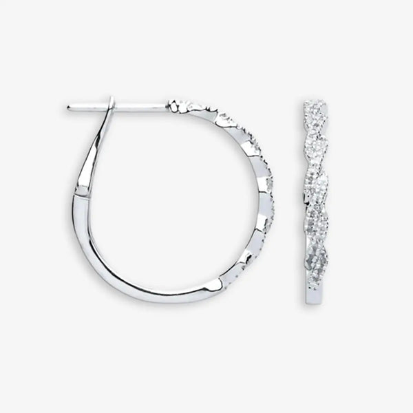 9ct White Gold 0.20ctw Twist Hoop Earrings HEERA DIAMONDS
