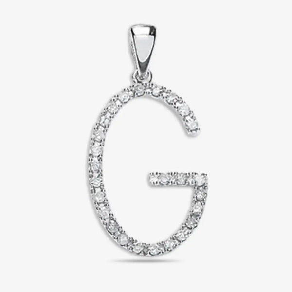 9ct White Gold 0.22ct Diamond G Initial HEERA DIAMONDS