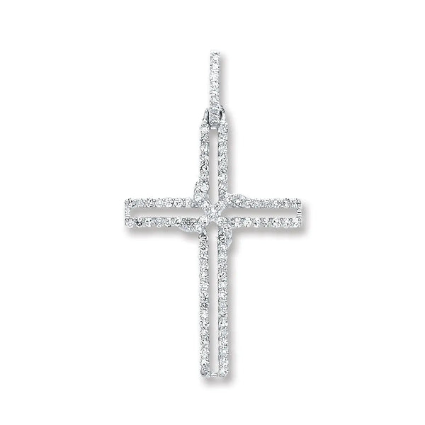 9ct White Gold 0.25ct Diamond Cross Pendant HEERA DIAMONDS