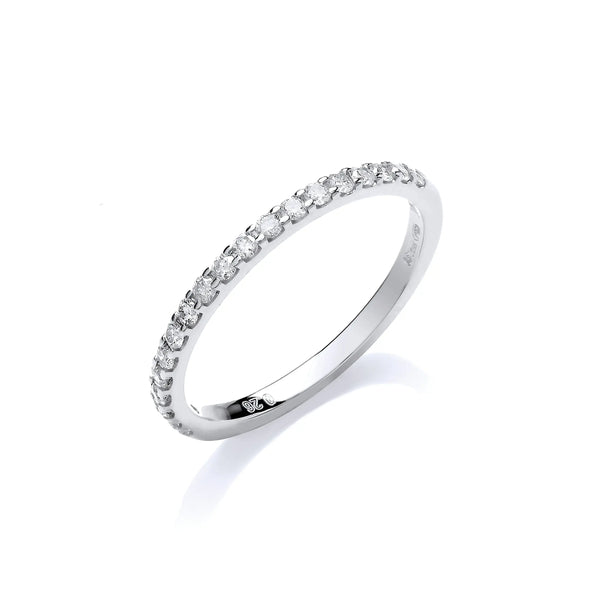 9ct White Gold 0.27ct 50% Set Diamond Half ET Ring Hanron Jewellery