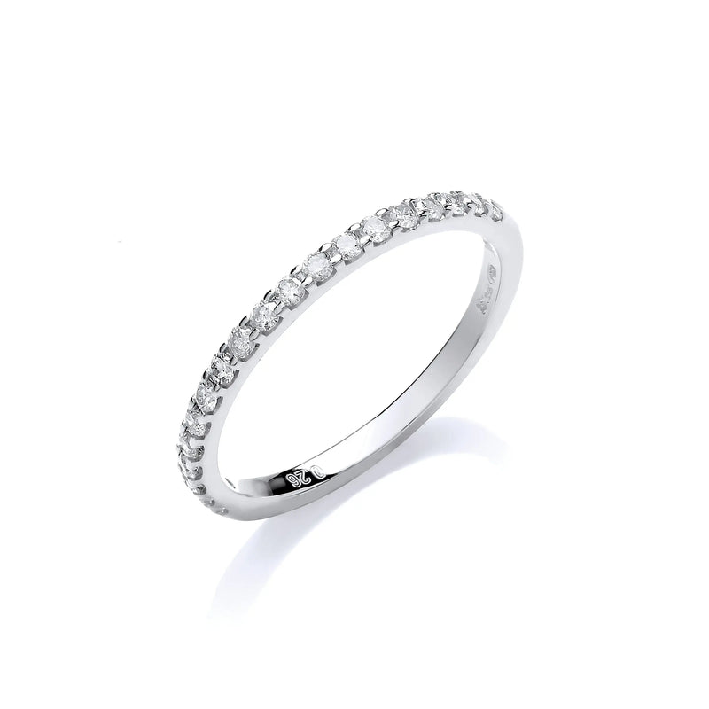 9ct White Gold 0.27ct 50% Set Diamond Half ET Ring Hanron Jewellery