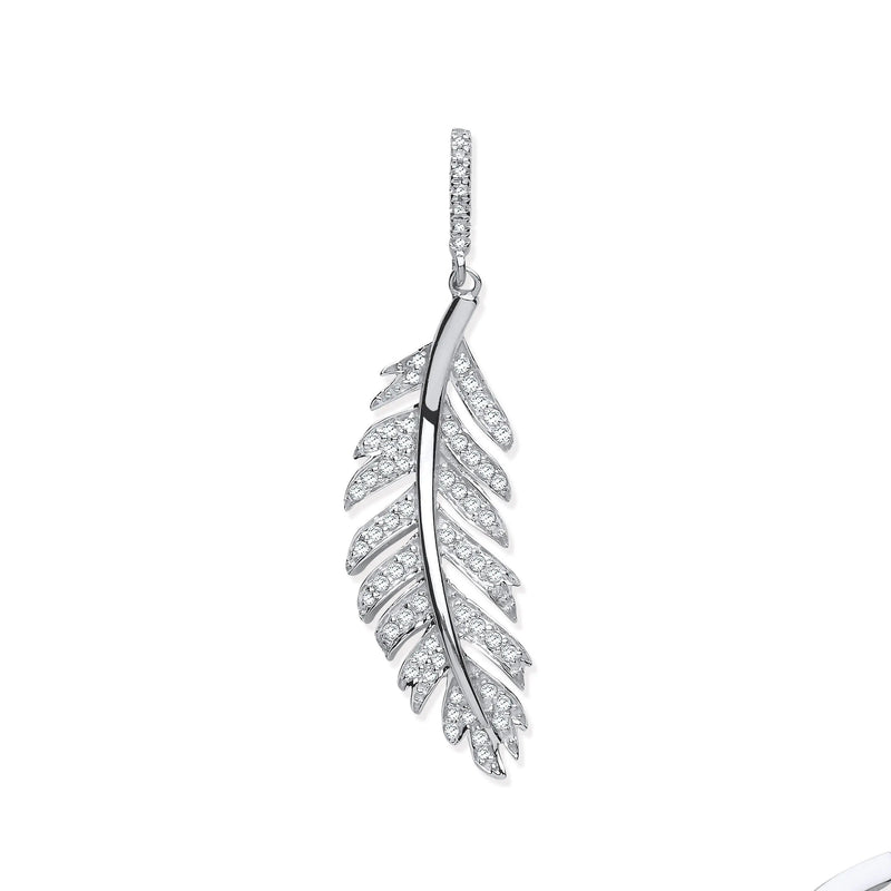 9ct White Gold 0.30ct Feather Shape Diamond Pendant HEERA DIAMONDS