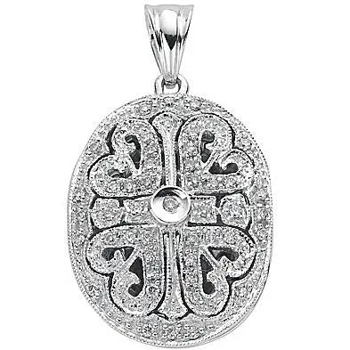 9ct White Gold 0.31ct Diamond Locket Pendant Hanron Jewellery