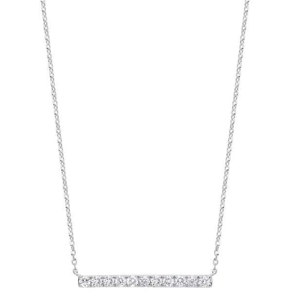 9ct White Gold 0.33ct Diamond Bar Necklace (18in/45cm) Chain Hanron Jewellery