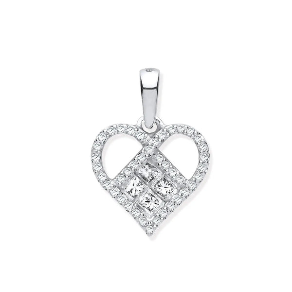9ct White Gold 0.33ctw Heart Diamond Pendant HEERA DIAMONDS