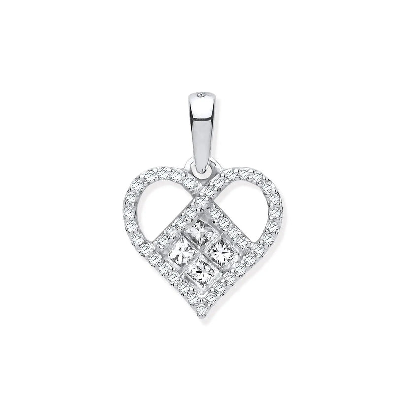 9ct White Gold 0.33ctw Heart Diamond Pendant HEERA DIAMONDS