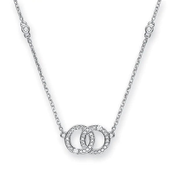 9ct White Gold 0.34ct Diamond Necklace (18in/45cm) Chain Hanron Jewellery