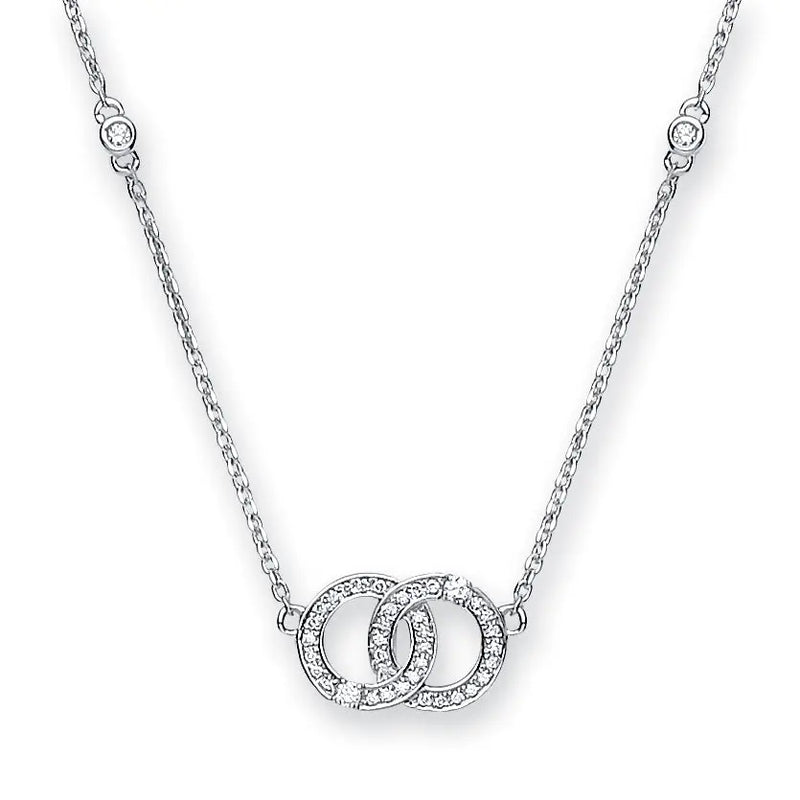 9ct White Gold 0.34ct Diamond Necklace (18in/45cm) Chain Hanron Jewellery