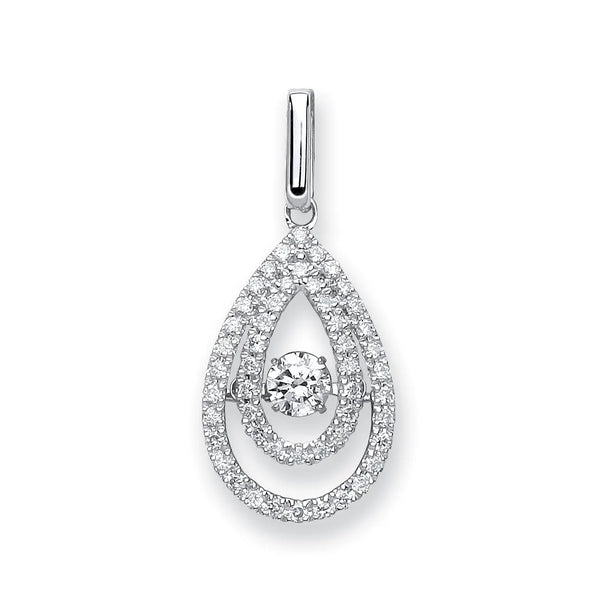 9ct White Gold 0.38ct Dancing Diamond Drop Pendant HEERA DIAMONDS
