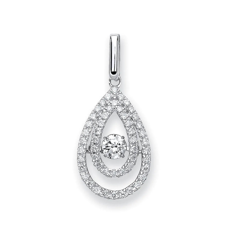 9ct White Gold 0.38ct Dancing Diamond Drop Pendant HEERA DIAMONDS