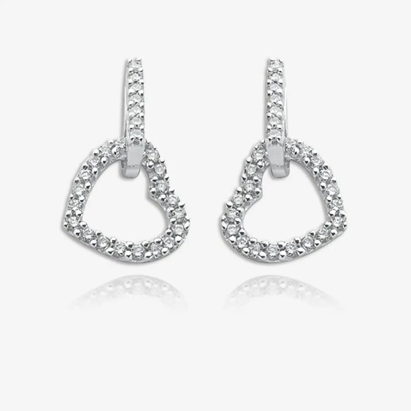 9ct White Gold 0.50ct Diamond Heart Drop Earrings HEERA DIAMONDS