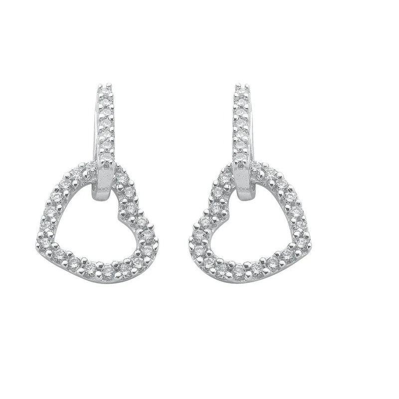 9ct White Gold 0.50ct Diamond Heart Drop Earrings Hanron Jewellery