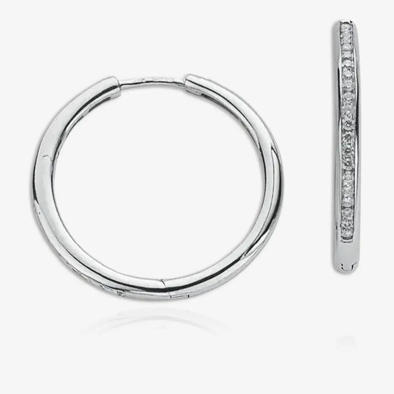 9ct White Gold 0.50ct Diamond Hoop Earrings HEERA DIAMONDS