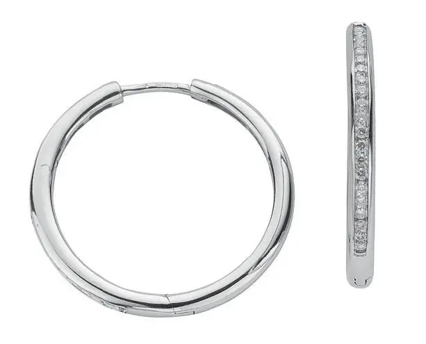 9ct White Gold 0.50ct Diamond Hoop Earrings Hanron Jewellery