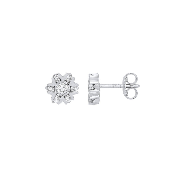 9ct White Gold 0.50ctw Diamond Earrings Hanron Jewellery
