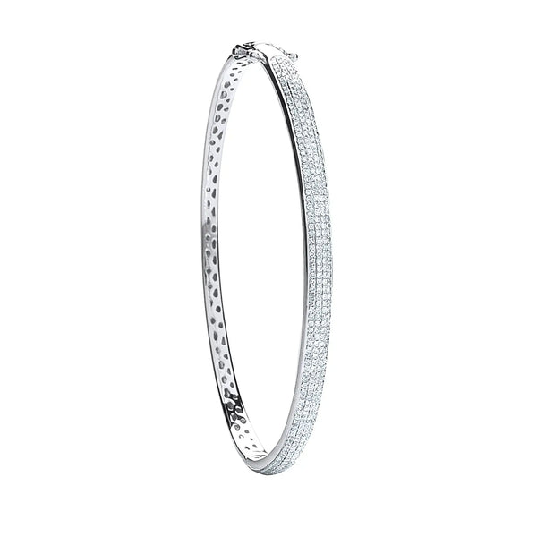 9ct White Gold 0.86ctw Pave Set Diamond Bangle Hanron Jewellery
