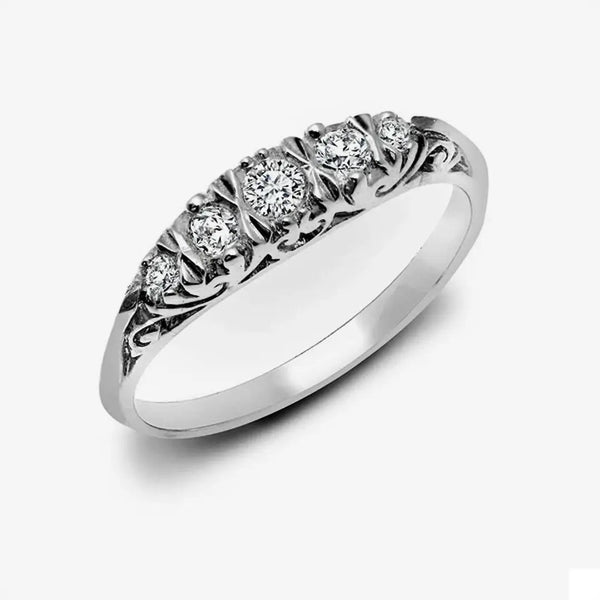 9ct White Gold 5 Stone Diamond Ring HEERA DIAMONDS