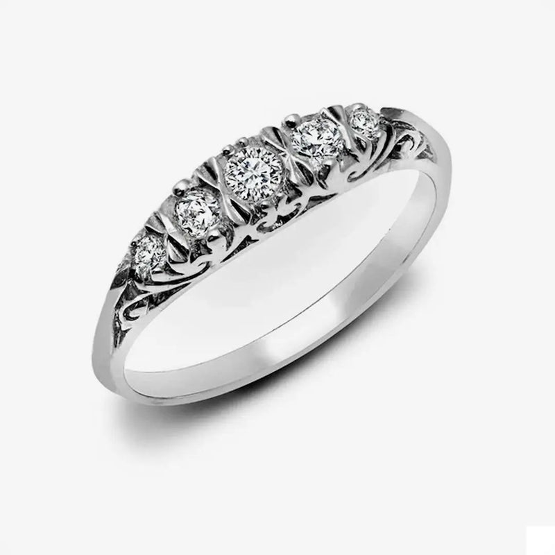 9ct White Gold 5 Stone Diamond Ring HEERA DIAMONDS