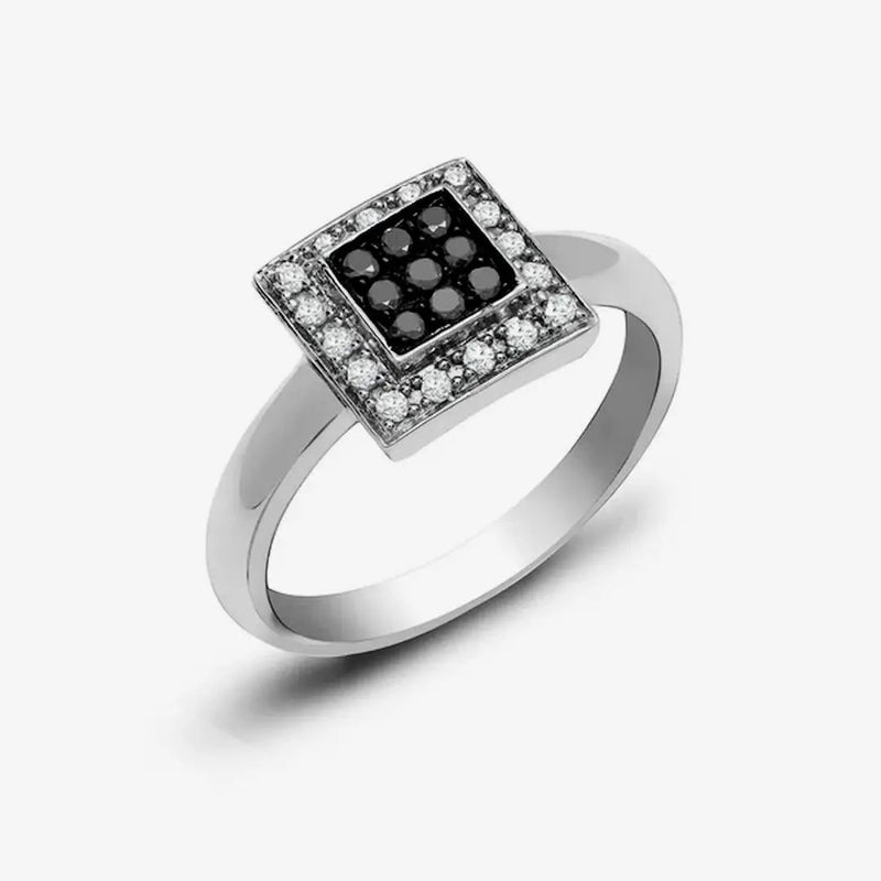 9ct White Gold Diamond And Black Diamond Ring HEERA DIAMONDS