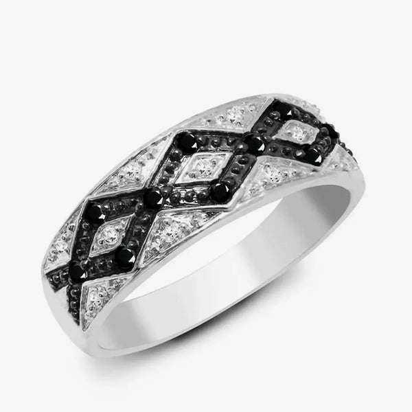 9ct White Gold Diamond And Black Diamond Ring HEERA DIAMONDS