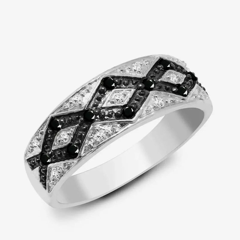 9ct White Gold Diamond And Black Diamond Ring HEERA DIAMONDS