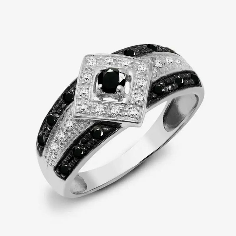 9ct White Gold Diamond And Black Diamond Ring HEERA DIAMONDS