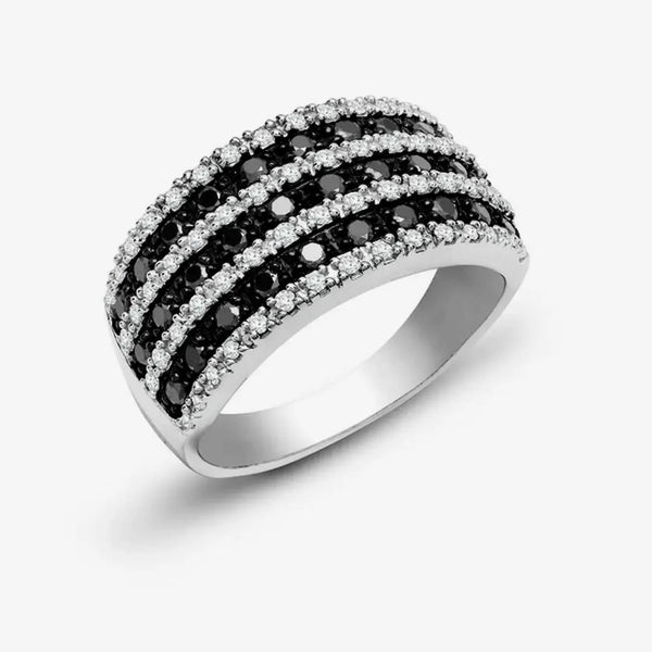 9ct White Gold Diamond And Black Diamond Ring HEERA DIAMONDS