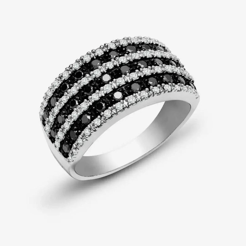 9ct White Gold Diamond And Black Diamond Ring HEERA DIAMONDS