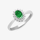 9ct White Gold Diamond And Emerald Ring HEERA DIAMONDS