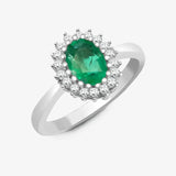 9ct White Gold Diamond And Emerald Ring HEERA DIAMONDS