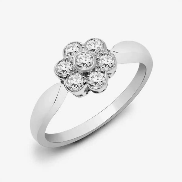 9ct White Gold Diamond Cluster Ring HEERA DIAMONDS