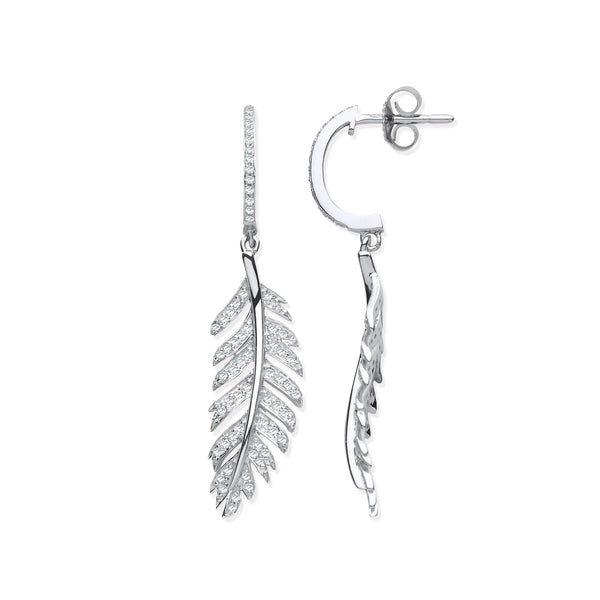 9ct White Gold Feather Drop 0.40ctw Diamond Earrings HEERA DIAMONDS