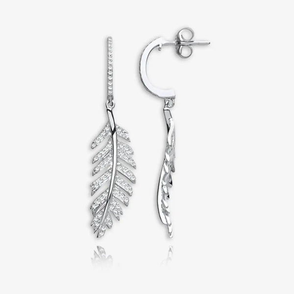 9ct White Gold Feather Drop 0.40ctw Diamond Earrings HEERA DIAMONDS