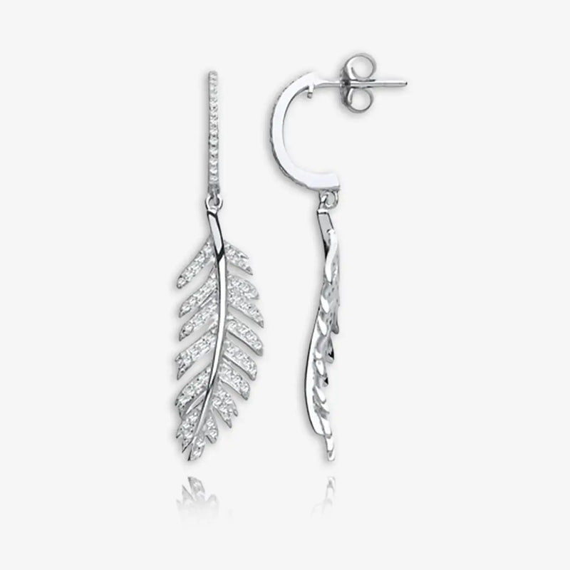 9ct White Gold Feather Drop 0.40ctw Diamond Earrings HEERA DIAMONDS