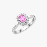 9ct White Gold Natural Diamond 12pts & Pink Sapphire 68pts Ring