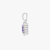 9ct White Gold Natural Diamond And Amethyst Pendant