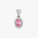 9ct White Gold Natural Diamond And Pink Sapphire Pendant