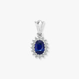 9ct White Gold Natural Diamond And Sapphire Pendant
