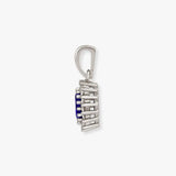 9ct White Gold Natural Diamond And Tanzanite Pendant