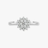 9ct White Gold Natural Diamond Cluster Ring