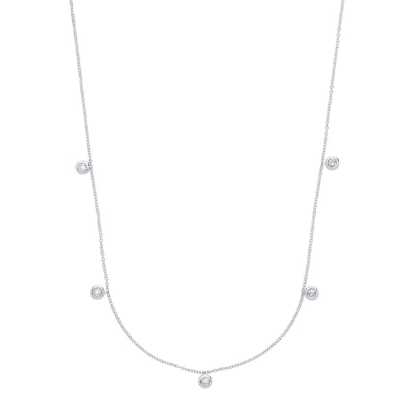 9ct White Gold Rub-Over 0.25ctw Diamond (18in/45cm) Chain Hanron Jewellery
