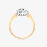 9ct White & Yellow Gold Natural Diamond 23pts & Sapphire 1.10ct Ring