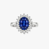 9ct White & Yellow Gold Natural Diamond 23pts & Sapphire 1.10ct Ring