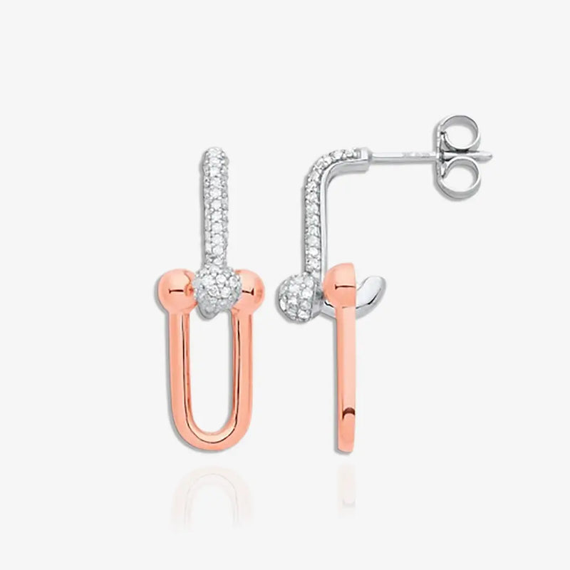 9ct White and Rose gold Drop earring 0.43ctw diamonds HEERA DIAMONDS