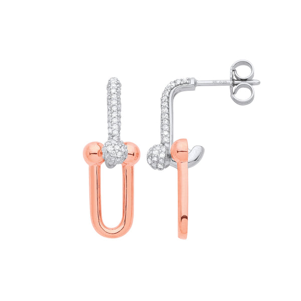 9ct White and Rose gold Drop earring 0.43ctw diamonds Hanron Jewellery