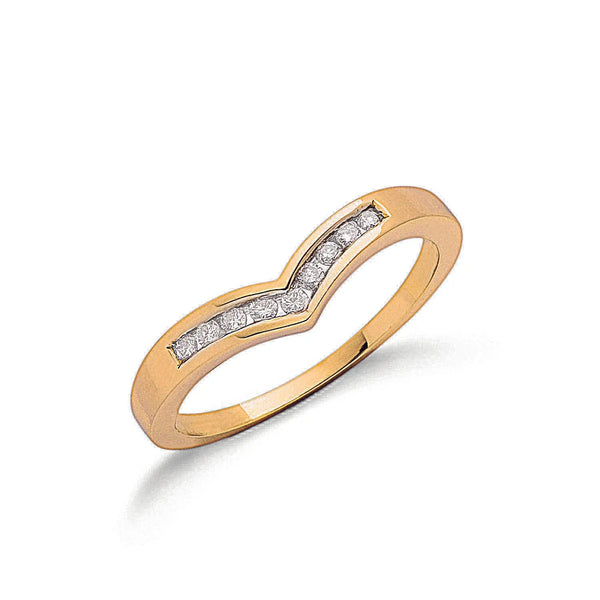 9ct Y/G 0.15ct Diamond Wishbone Ring Hanron Jewellery