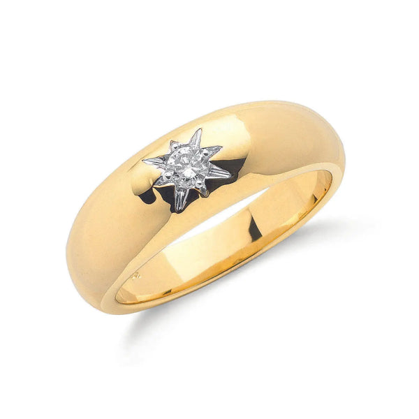 9ct Y/G 0.15ct Single Stone Diamond Band Hanron Jewellery