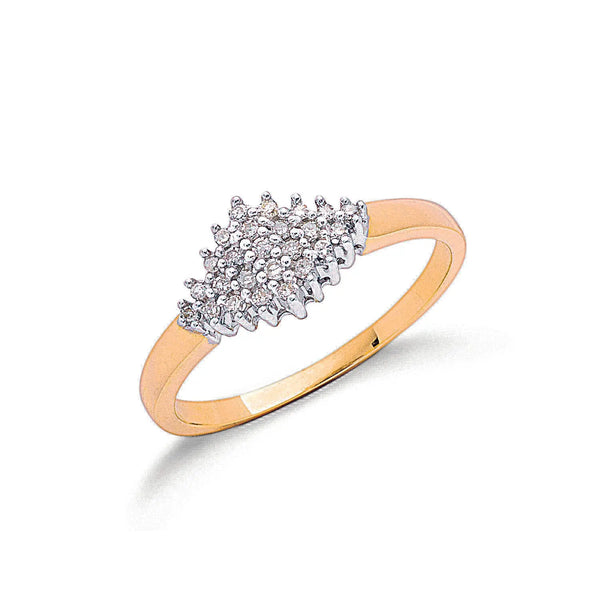 9ct Y/G 0.16ctw Diamond Cluster Ring Hanron Jewellery
