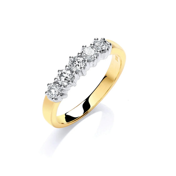 9ct Y/G 0.50ct 5 Stone Diamond Eternity Ring HEERA DIAMONDS