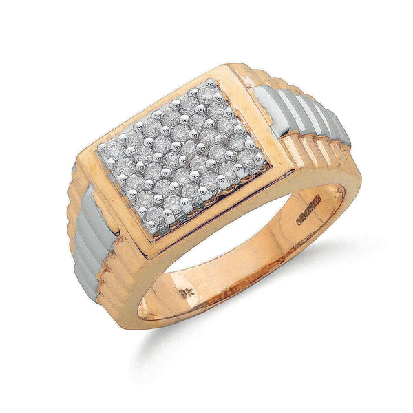 9ct Y/G 0.50ct Fancy Link Gents Diamond Ring Hanron Jewellery